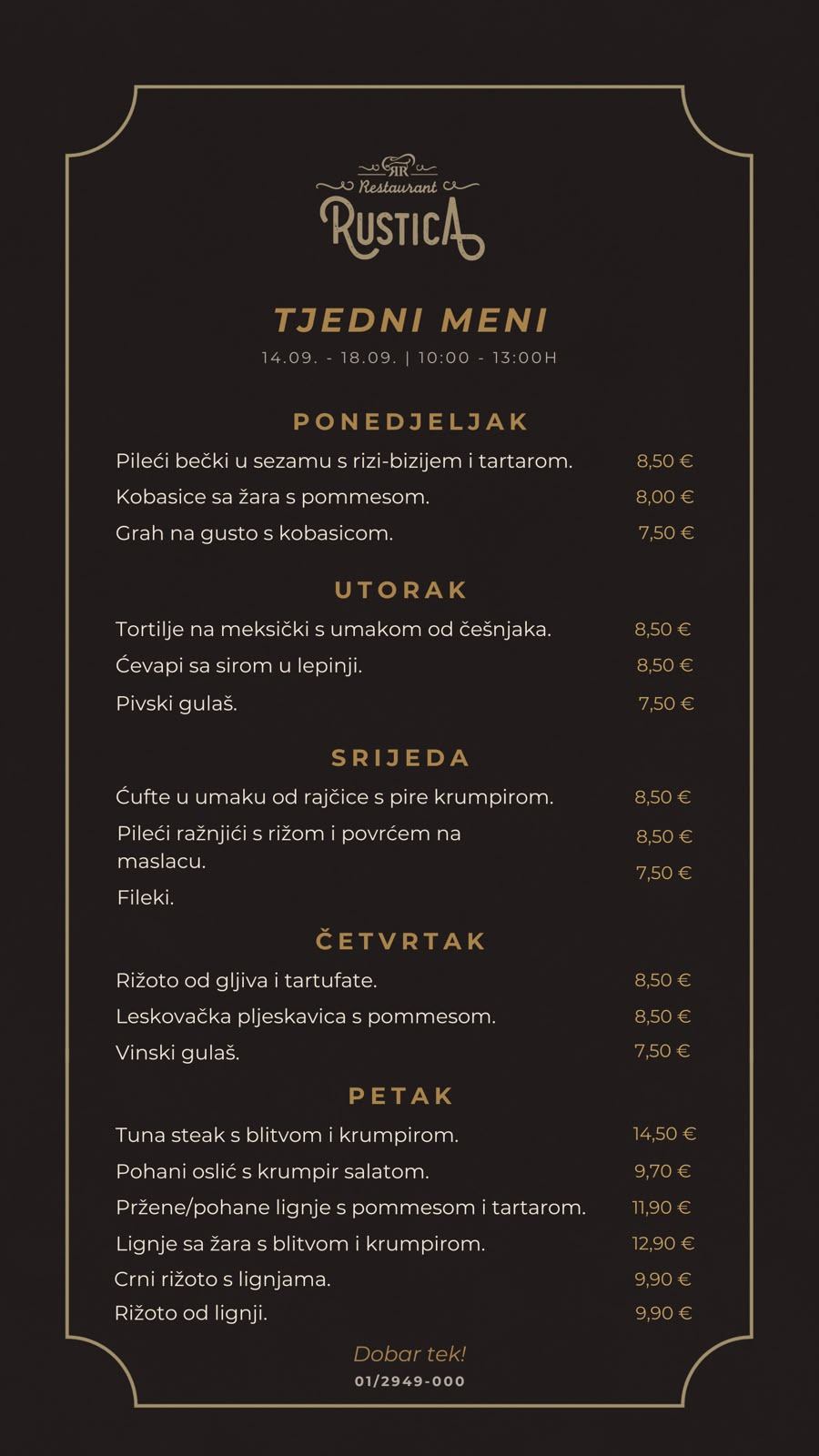 Tjedni gablec Restoran Rustica Zagreb