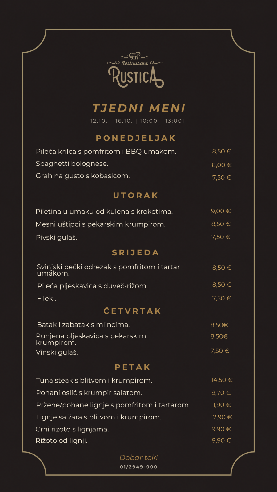 Tjedni gablec Restoran Rustica Zagreb