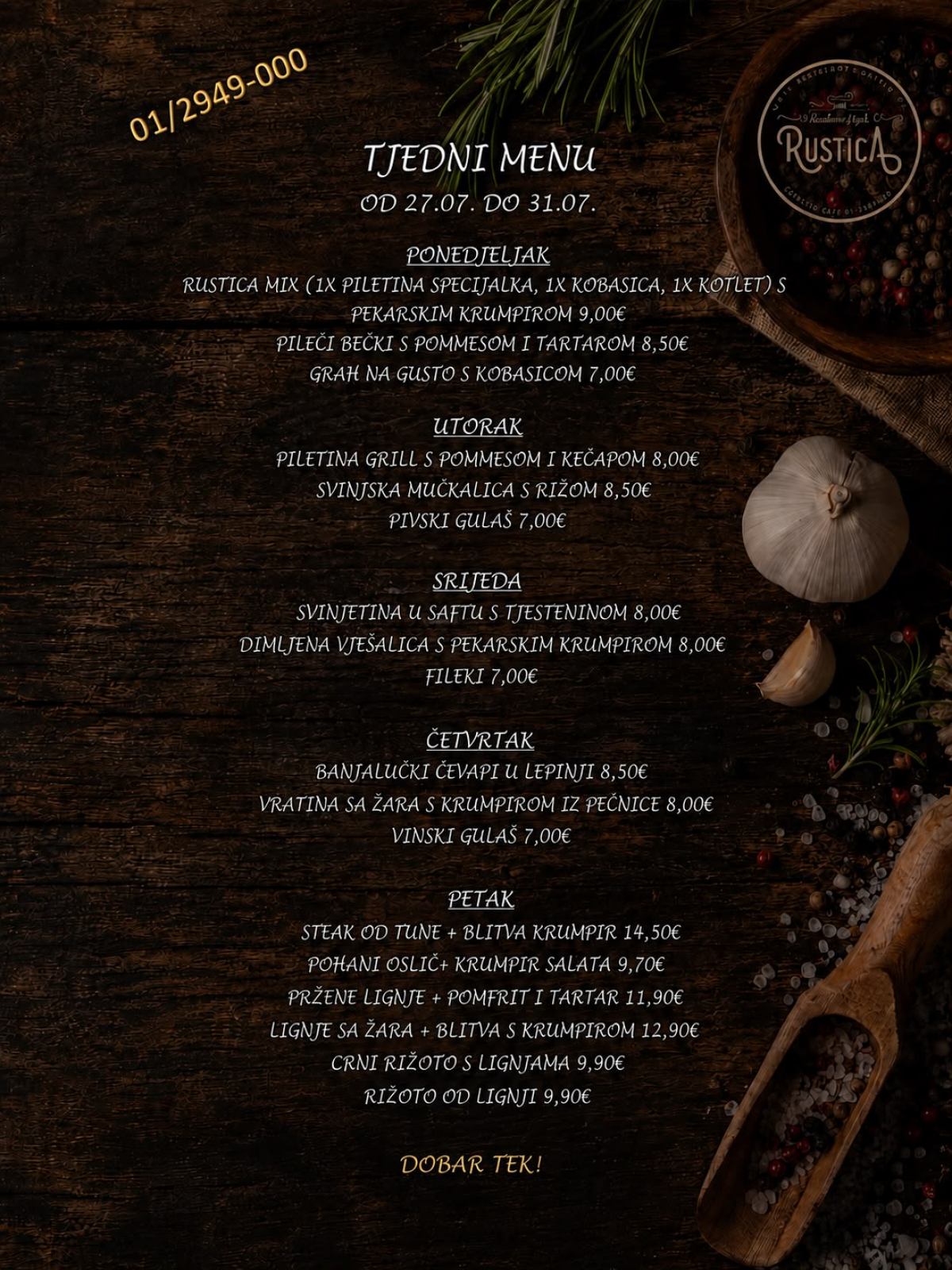 Tjedni gablec Restoran Rustica Zagreb